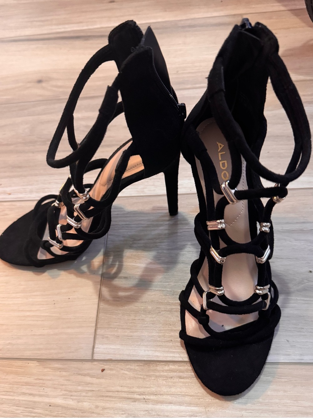 ALDO Black Strappy Cage Heels | Size 7. 5